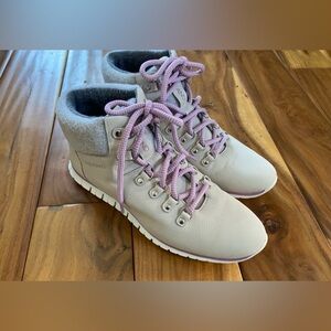 Cole Haan Zeroguard Grey Lavender Waterproof Hiking Nubuck Leather Boots Sz 9.5B